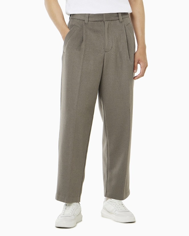Wool Blend Relaxed Fit Pants (J326911 )
