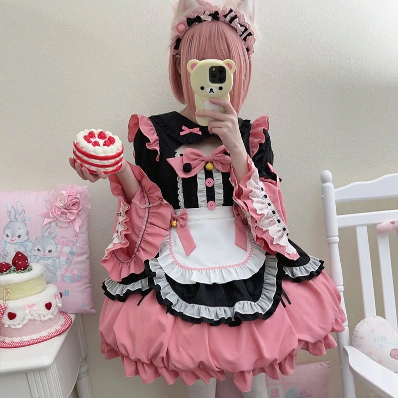 二次元 かわいい メイド服 洋装 コスプレ ロリータ 貴族風 ロリータ オリジナルデザインメイドロリータ洋装かわいい長袖opワンピース セット 二次元 かわいい メイド服 洋装 コスプレ ロリータ 貴族風 ロリータ オリジナルデザインメイドロリータ洋装かわいい長袖opワンピース セット