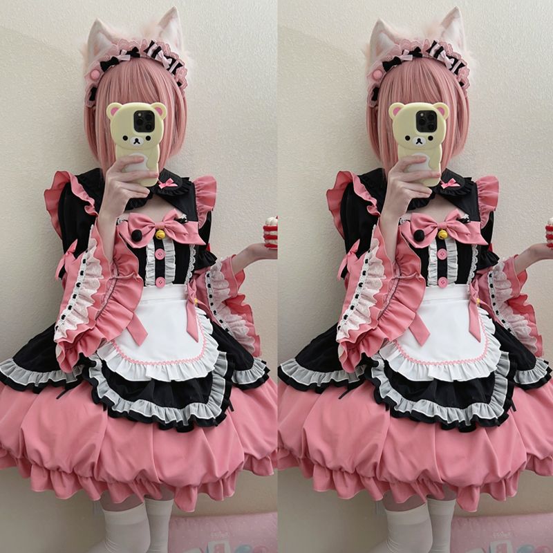 二次元 かわいい メイド服 洋装 コスプレ ロリータ 貴族風 ロリータ オリジナルデザインメイドロリータ洋装かわいい長袖opワンピース セット 二次元 かわいい メイド服 洋装 コスプレ ロリータ 貴族風 ロリータ オリジナルデザインメイドロリータ洋装かわいい長袖opワンピース セット