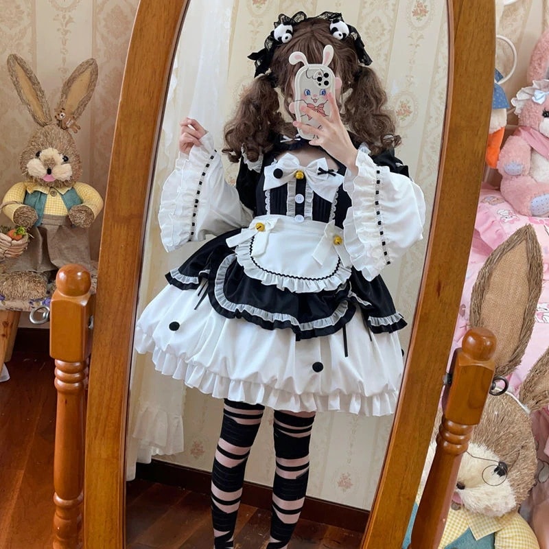 二次元 かわいい メイド服 洋装 コスプレ ロリータ 貴族風 ロリータ オリジナルデザインメイドロリータ洋装かわいい長袖opワンピース セット 二次元 かわいい メイド服 洋装 コスプレ ロリータ 貴族風 ロリータ オリジナルデザインメイドロリータ洋装かわいい長袖opワンピース セット