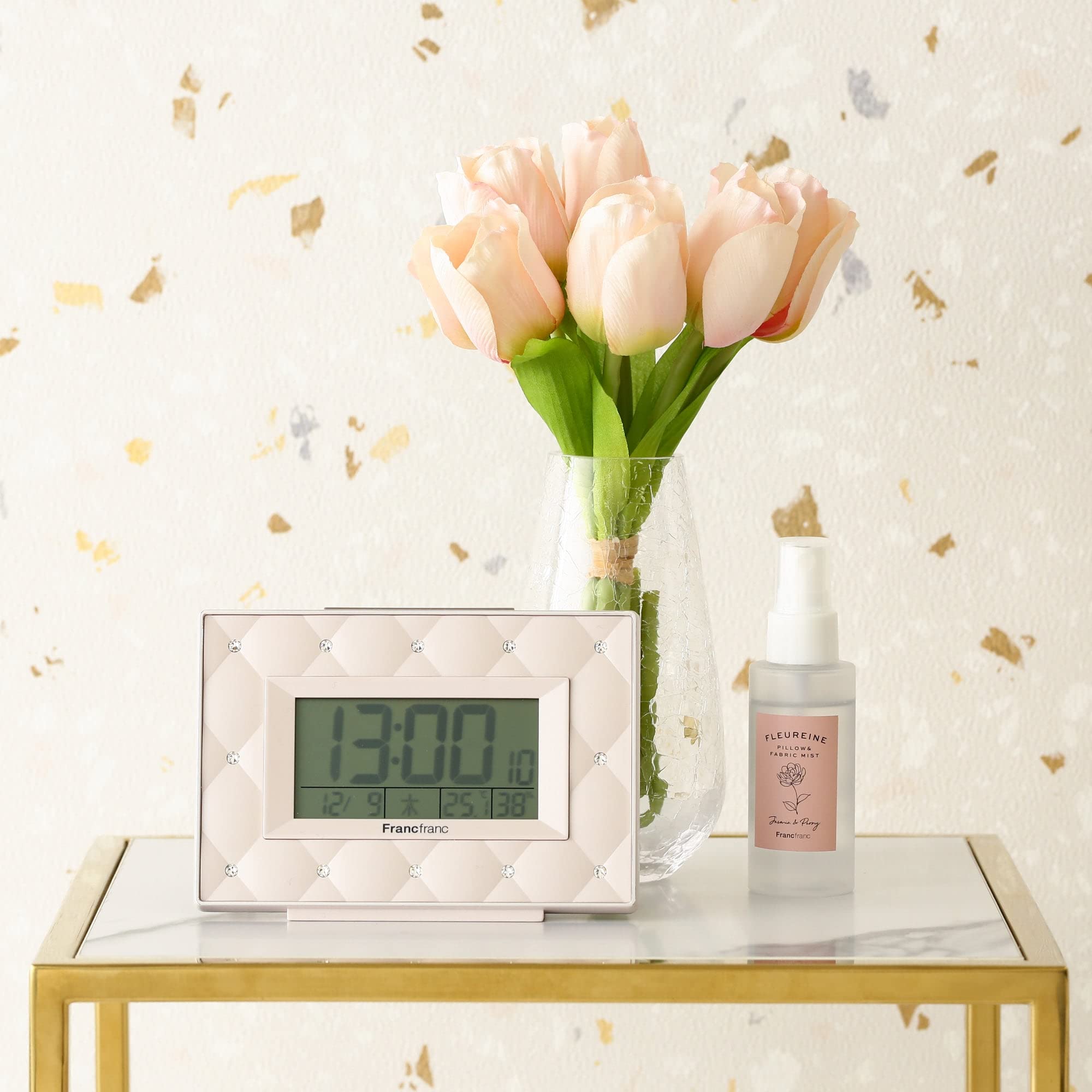 Francfranc フランフラン アビスコ 電波デジタルクロック ピンク 置き時計 キラキラ コンパクト 電波時計 Francfranc フランフラン アビスコ 電波デジタルクロック ピンク 置き時計 キラキラ コンパクト 電波時計