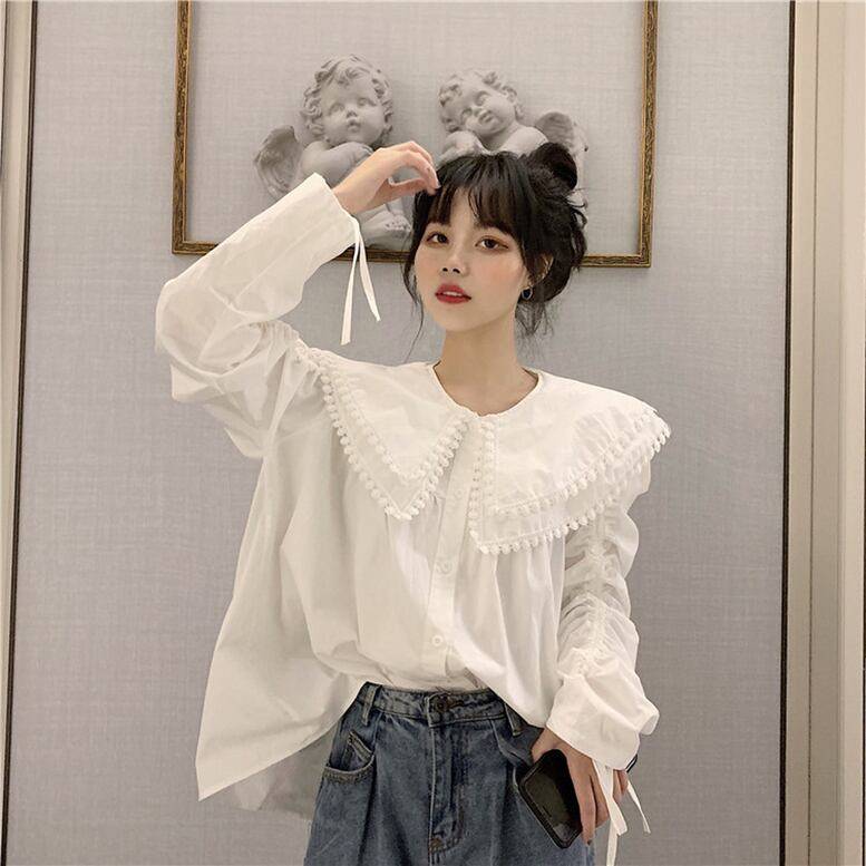 レディース フリル付きセーラーカラーブラウス ダブルフリルカラーブラウス ビックカラー ダブル襟デザイン トップス シャツ ブラウス 白シャツ 白トップス 長袖 襟付き レース 大人可愛い きれいめ レディース フリル付きセーラーカラーブラウス ダブルフリルカラーブラウス ビックカラー ダブル襟デザイン トップス シャツ ブラウス 白シャツ 白トップス 長袖 襟付き レース 大人可愛い きれいめ