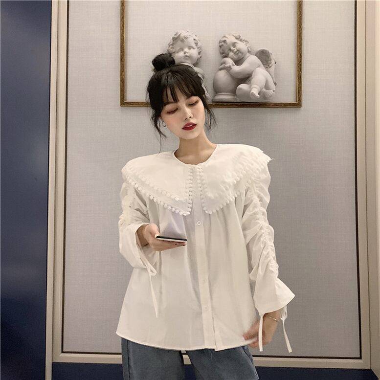 レディース フリル付きセーラーカラーブラウス ダブルフリルカラーブラウス ビックカラー ダブル襟デザイン トップス シャツ ブラウス 白シャツ 白トップス 長袖 襟付き レース 大人可愛い きれいめ レディース フリル付きセーラーカラーブラウス ダブルフリルカラーブラウス ビックカラー ダブル襟デザイン トップス シャツ ブラウス 白シャツ 白トップス 長袖 襟付き レース 大人可愛い きれいめ