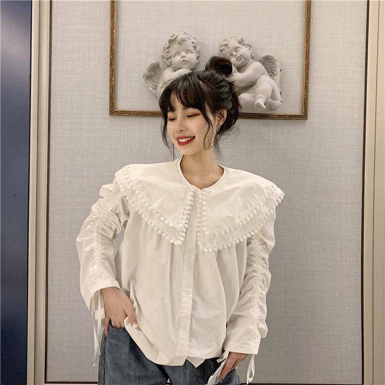 レディース フリル付きセーラーカラーブラウス ダブルフリルカラーブラウス ビックカラー ダブル襟デザイン トップス シャツ ブラウス 白シャツ 白トップス 長袖 襟付き レース 大人可愛い きれいめ レディース フリル付きセーラーカラーブラウス ダブルフリルカラーブラウス ビックカラー ダブル襟デザイン トップス シャツ ブラウス 白シャツ 白トップス 長袖 襟付き レース 大人可愛い きれいめ