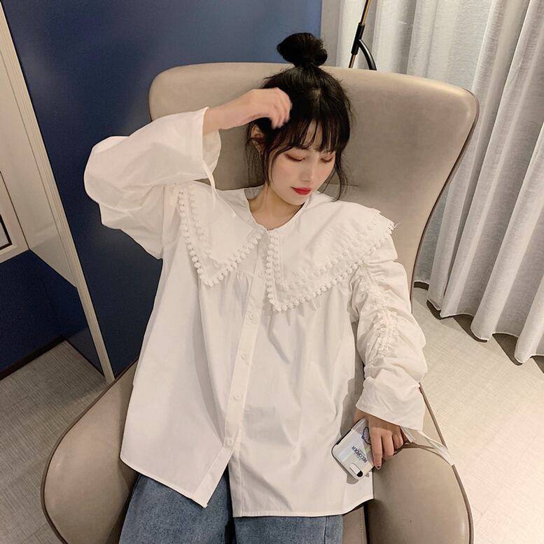 レディース フリル付きセーラーカラーブラウス ダブルフリルカラーブラウス ビックカラー ダブル襟デザイン トップス シャツ ブラウス 白シャツ 白トップス 長袖 襟付き レース 大人可愛い きれいめ レディース フリル付きセーラーカラーブラウス ダブルフリルカラーブラウス ビックカラー ダブル襟デザイン トップス シャツ ブラウス 白シャツ 白トップス 長袖 襟付き レース 大人可愛い きれいめ