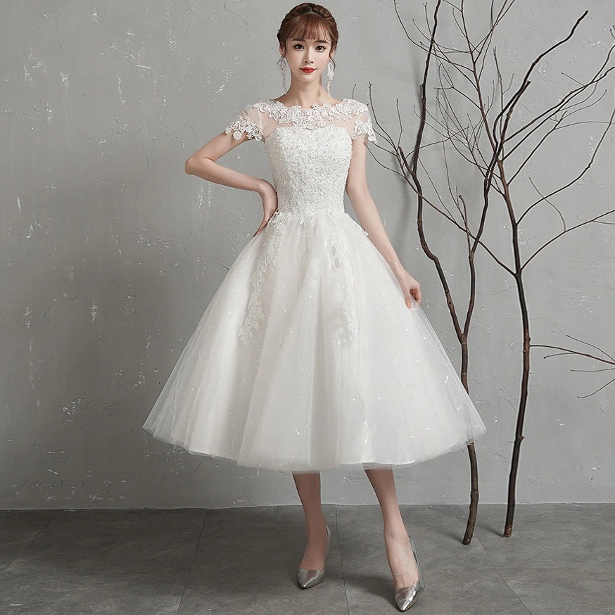 ワンショルダーライトウェディングドレス 2025 韓国花嫁 森スタイル スーパーファンタジー シンプルドレス プチショートスタイル ワンショルダーライトウェディングドレス 2025 韓国花嫁 森スタイル スーパーファンタジー シンプルドレス プチショートスタイル