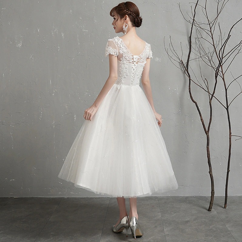 ワンショルダーライトウェディングドレス 2025 韓国花嫁 森スタイル スーパーファンタジー シンプルドレス プチショートスタイル ワンショルダーライトウェディングドレス 2025 韓国花嫁 森スタイル スーパーファンタジー シンプルドレス プチショートスタイル