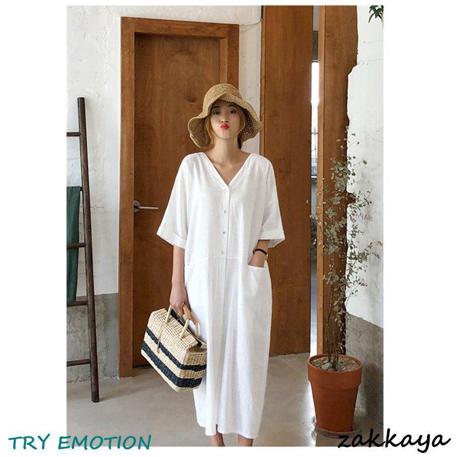 シャツワンピース レディース 40代 半袖 ワンピース 春 夏 無地 ワンピース マキシワンピース オシャレ 着痩せ 大きいサイズ 韓国風 30代 50代