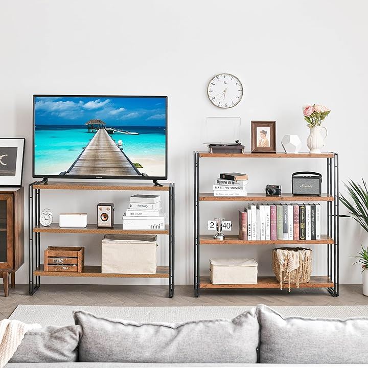 ラック 棚 オープンシェルフ 3段 収納 収納ラック スリム 木製棚板 スチールラック 本棚 おしゃれ 北欧 木製ラック キッチン 収納棚 幅120(A古木色, H3-幅120)