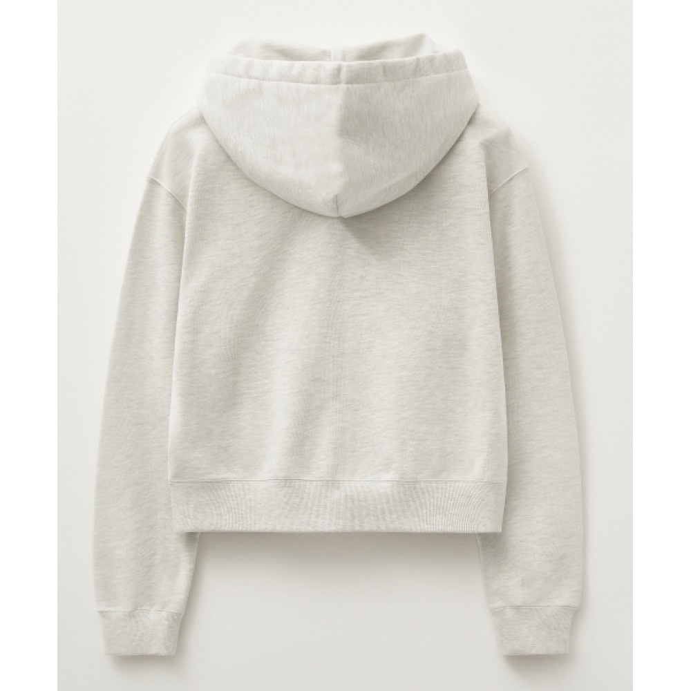 テオコットンオールデイフーディージップアップメランジアイボリー テオコットンオールデイフーディージップアップメランジアイボリー