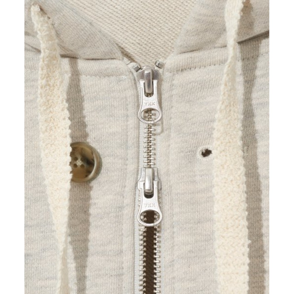 テオコットンオールデイフーディージップアップメランジアイボリー テオコットンオールデイフーディージップアップメランジアイボリー