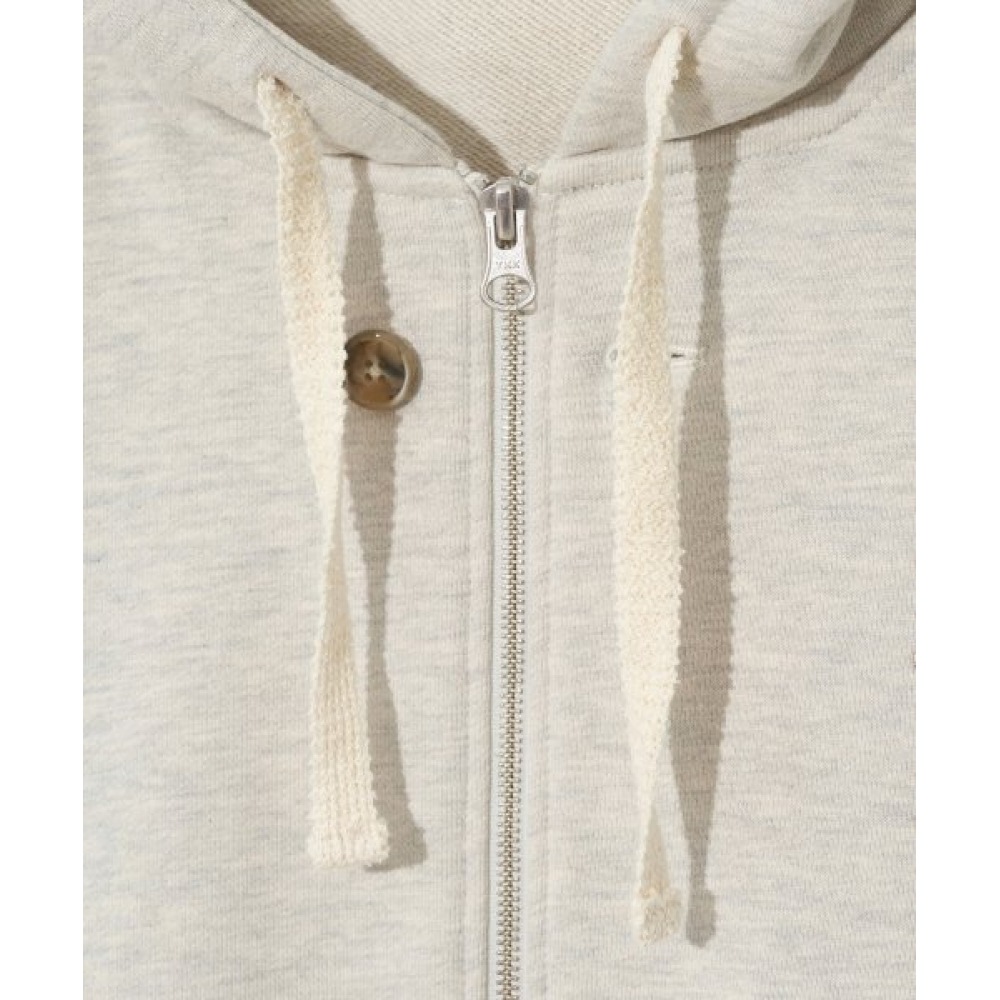 テオコットンオールデイフーディージップアップメランジアイボリー テオコットンオールデイフーディージップアップメランジアイボリー