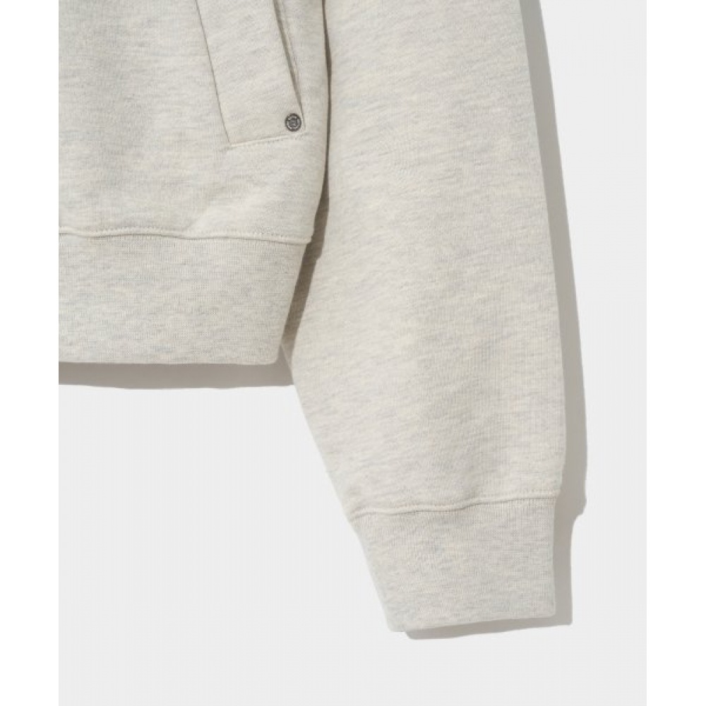 テオコットンオールデイフーディージップアップメランジアイボリー テオコットンオールデイフーディージップアップメランジアイボリー