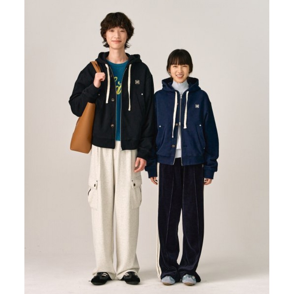 テオコットンオールデイフーディージップアップメランジアイボリー テオコットンオールデイフーディージップアップメランジアイボリー