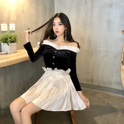 韓国ファッション 韓国 ブラウス オフショルダー ガーリー ベロア風 シフォン ボタン ブラック ロリータ フレア 襟 (9B080501) 韓国ファッション 韓国 ブラウス オフショルダー ガーリー ベロア風 シフォン ボタン ブラック ロリータ フレア 襟 (9B080501)
