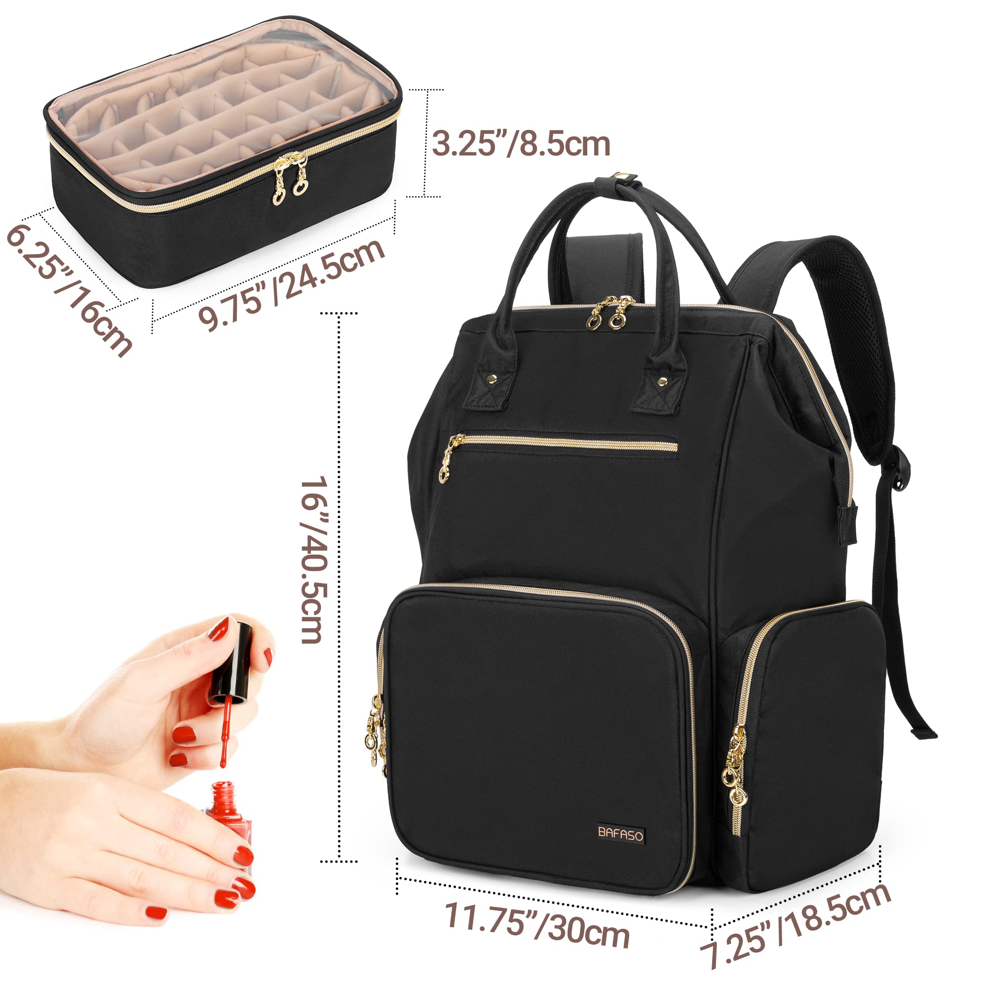 BAFASO マニキュア収納 リュック 56ボトル用 ネイルライト ネイル道具 収納 3WAY 持ち運び 黒 BAFASO マニキュア収納 リュック 56ボトル用 ネイルライト ネイル道具 収納 3WAY 持ち運び 黒