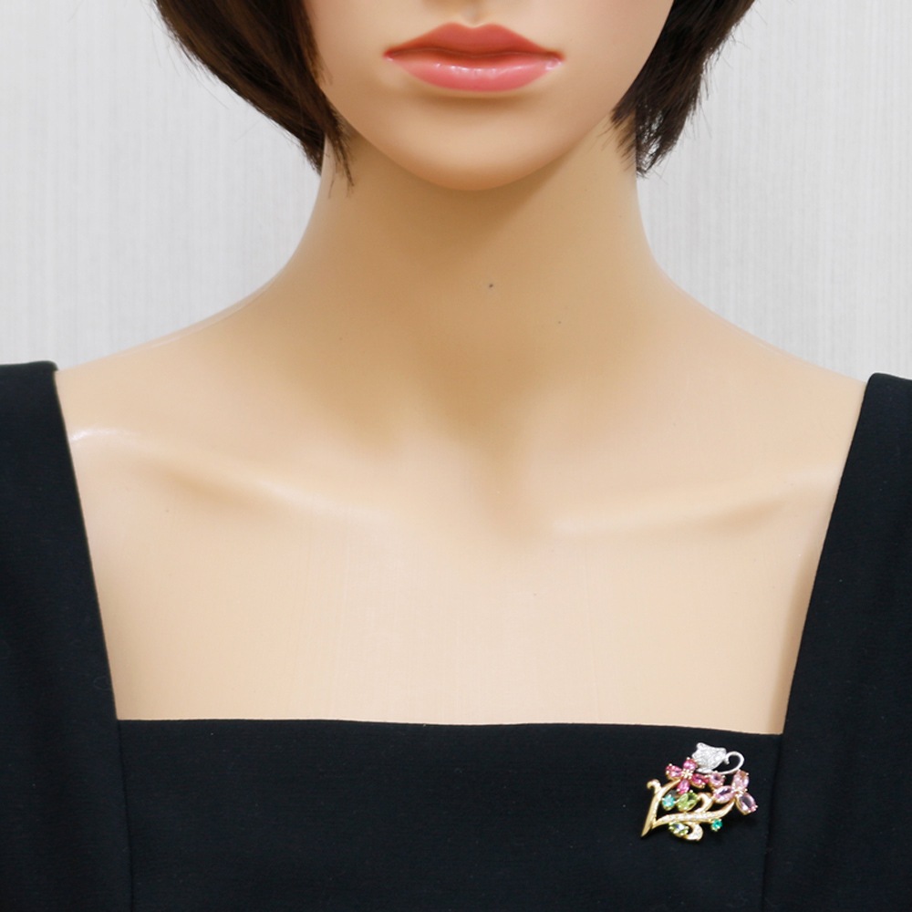 タサキ ブローチ 18金 K18イエローゴールド ピンクトルマリン TASAKI 中古 美品 タサキ ブローチ 18金 K18イエローゴールド ピンクトルマリン TASAKI 中古 美品