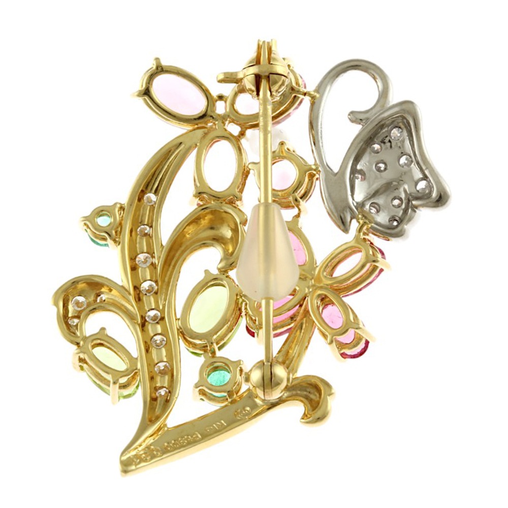 タサキ ブローチ 18金 K18イエローゴールド ピンクトルマリン TASAKI 中古 美品 タサキ ブローチ 18金 K18イエローゴールド ピンクトルマリン TASAKI 中古 美品