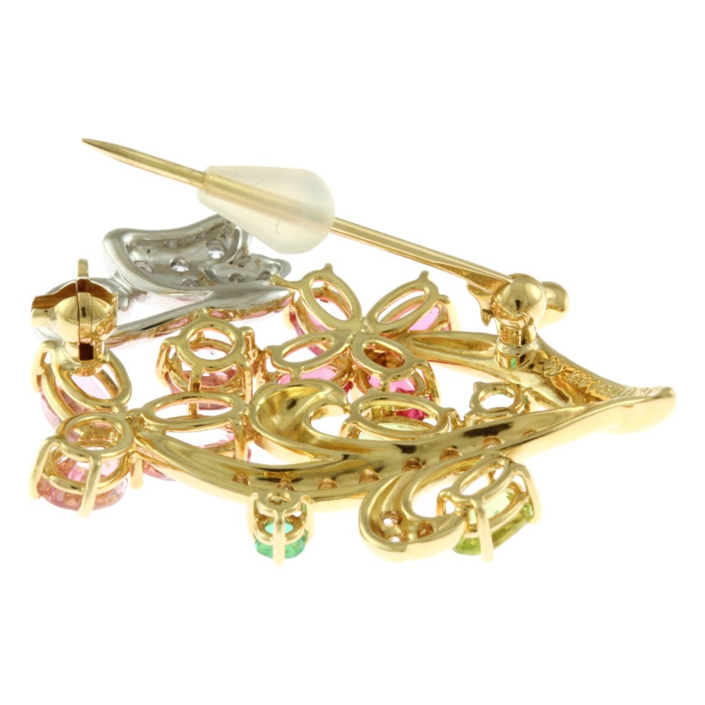 タサキ ブローチ 18金 K18イエローゴールド ピンクトルマリン TASAKI 中古 美品 タサキ ブローチ 18金 K18イエローゴールド ピンクトルマリン TASAKI 中古 美品