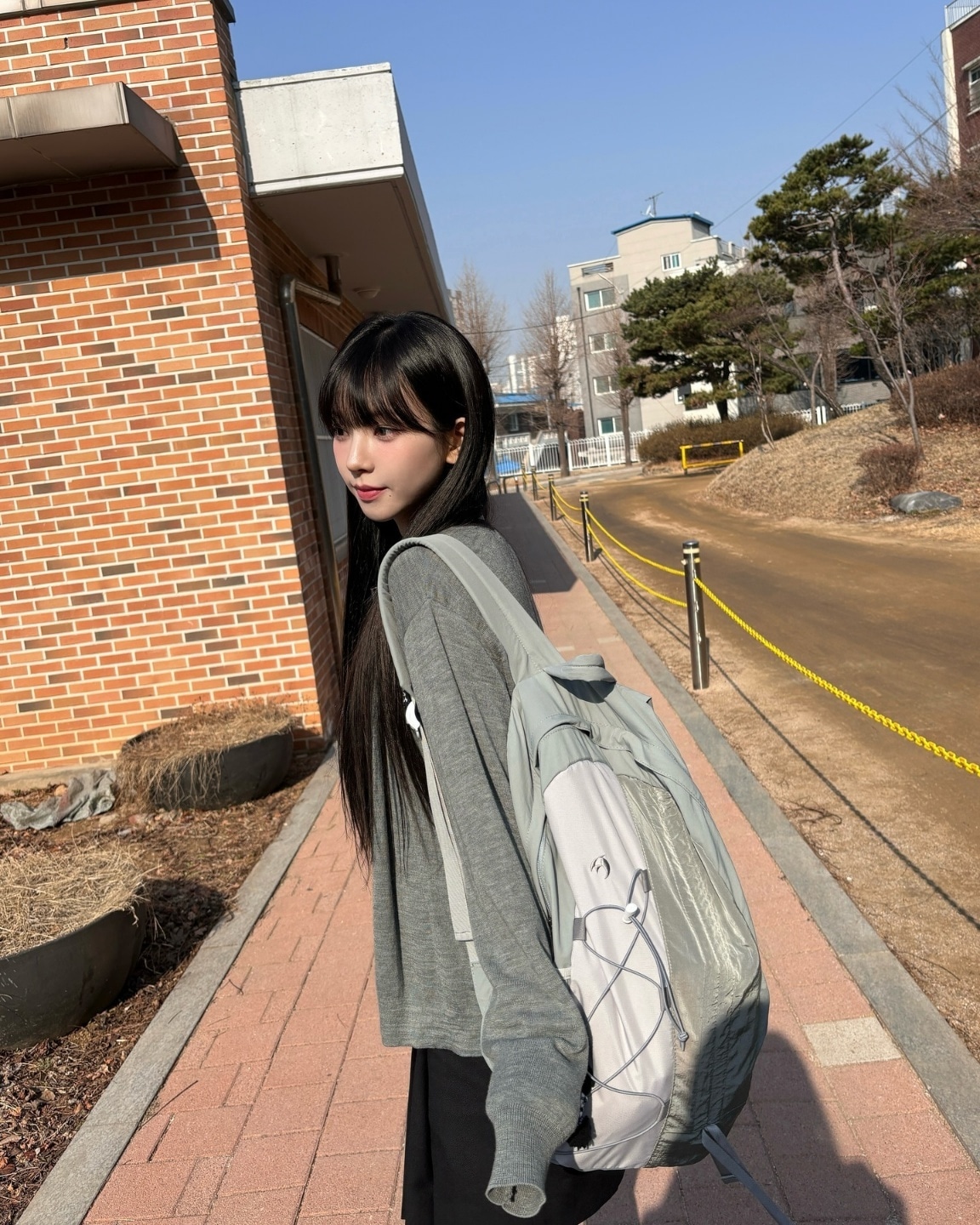 [エスパ カリナ着用] ハーフストリングナイロンバックパック 3色 aespa カリナ 着用 Half string nylon backpack 3色 リュック