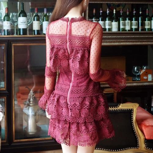ワンピースパーティードレス韓国ドレスミニワンピ総レースオルチlャン可愛い花柄ドット柄ラウンドネック長袖ショート丈ミニ丈ティアード二次会ゲストパーティーシースルーシアーセクシー男ウケきれいめデートレディ ワンピースパーティードレス韓国ドレスミニワンピ総レースオルチlャン可愛い花柄ドット柄ラウンドネック長袖ショート丈ミニ丈ティアード二次会ゲストパーティーシースルーシアーセクシー男ウケきれいめデートレディ