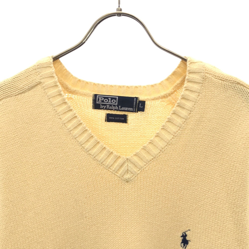 ポロバイラルフローレン 90s オールド ロゴ刺繍 長袖 Vネック