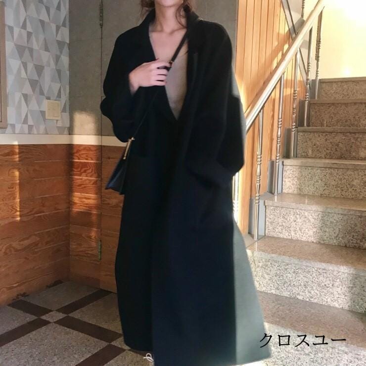 チェスターコート レディース ロング丈 ウール混んコート アウター 無地 体型カバー ゆったり お洒落 上品 通勤 二次会 コーデ 代 代