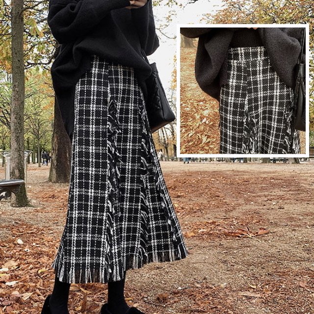 チェックスカート レディース ロングスカート フレアスカート きれいめ ゆったり フリンジ 通勤 オ チェックスカート レディース ロングスカート フレアスカート きれいめ ゆったり フリンジ 通勤 オ