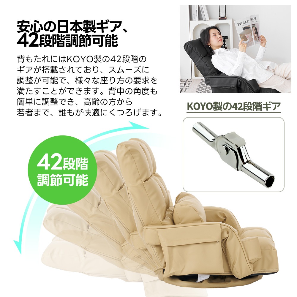 【国内発送.送.料.無.料！】【PUレザー】回転式座椅子 肘掛け 座いす ハイバック 1人掛けソファー リクライニング ソファー リラックスチェア フロア 折りたたみ リクライニングチェアー ファブリ