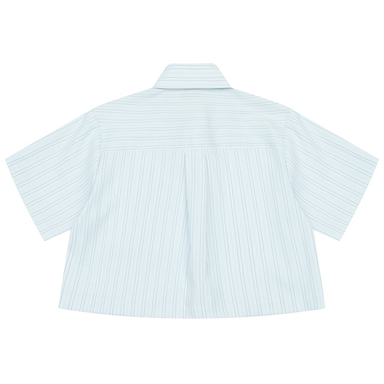TWO WAY STRIPE CROP SHIRT 双方向 ファスナー ストライプ柄 クロップ シャツ 半袖 トップス TWO WAY STRIPE CROP SHIRT 双方向 ファスナー ストライプ柄 クロップ シャツ 半袖 トップス