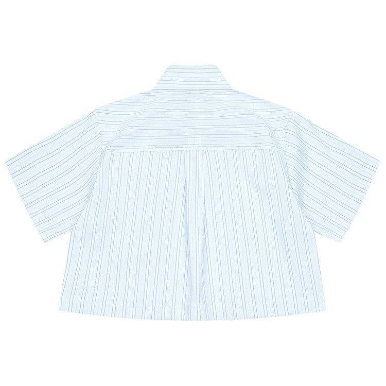 TWO WAY STRIPE CROP SHIRT 双方向 ファスナー ストライプ柄 クロップ シャツ 半袖 トップス TWO WAY STRIPE CROP SHIRT 双方向 ファスナー ストライプ柄 クロップ シャツ 半袖 トップス