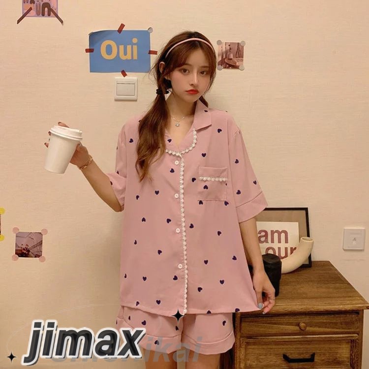 パジャマ レディース 夏 2点セット 上下セット 可愛い ハート柄 部屋着 レディース ルームウエア 半袖パジャマ 寝巻き 上品 ゆったり 綿パジャマ 2色 パジャマ レディース 夏 2点セット 上下セット 可愛い ハート柄 部屋着 レディース ルームウエア 半袖パジャマ 寝巻き 上品 ゆったり 綿パジャマ 2色