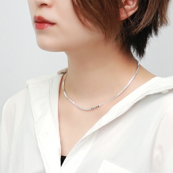 ベネチアンチェーン 幅約2.2mm 40cm シルバー925 シルバーチェーン チェーンネックレス