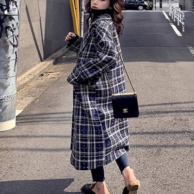 新品高品質 ロングコート チェック柄 カジュアル系 : レディース服 爆買い低価