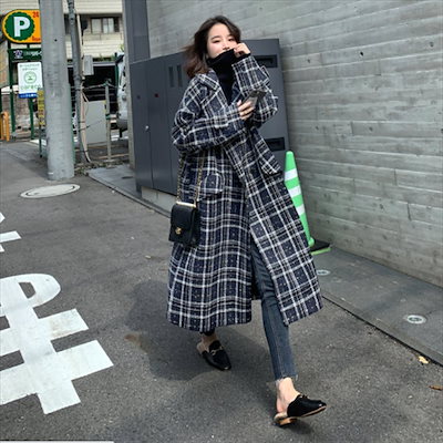 新品高品質 ロングコート チェック柄 カジュアル系 : レディース服 爆買い低価