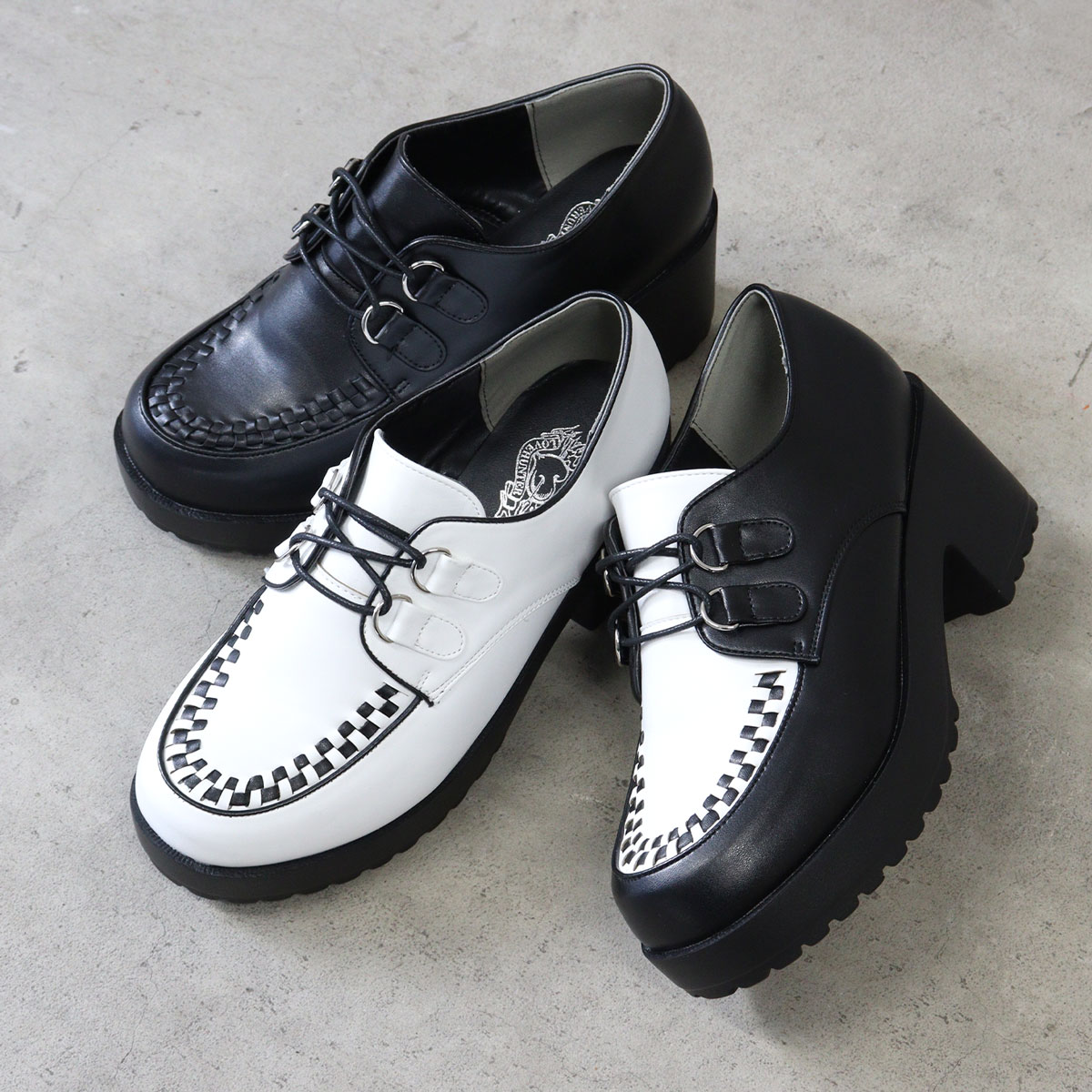 ブーティ レディース 厚底 ラバーソール メンズ 大きいサイズ レースアップ Uチップ 紐靴 7.5cmヒール 身長アップ ラウンドトゥ 歩きやすい レザー 合成皮革 No.1604M 25.5-27