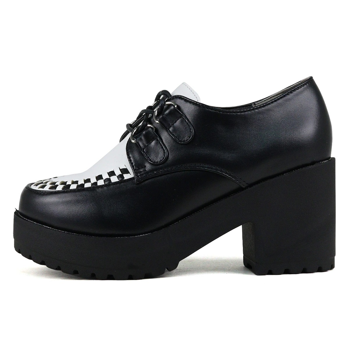 ブーティ レディース 厚底 ラバーソール メンズ 大きいサイズ レースアップ Uチップ 紐靴 7.5cmヒール 身長アップ ラウンドトゥ 歩きやすい レザー 合成皮革 No.1604M 25.5-27