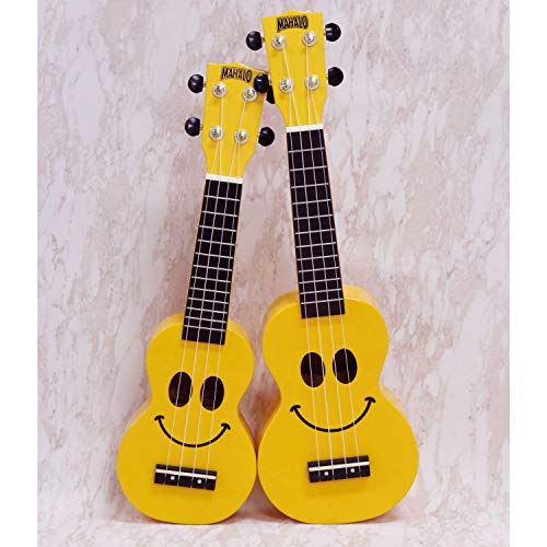 (マハロ) ソプラニーノウクレレ アートシリーズ スマイリーノ 全長 476mm 重量 290g イエロー U/SMILINO YW