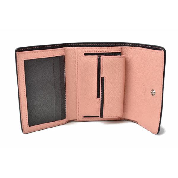 財布 三つ折り TOD S 折財布 レザーダブルTT ブラック/ピンク 財布 三つ折り TOD S 折財布 レザーダブルTT ブラック/ピンク