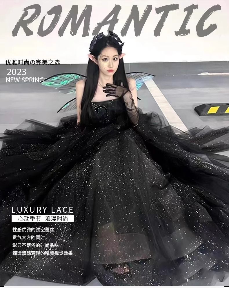 ブラックイブニングドレス成人式宴会芸術試験ホストブフォレストドレス mdprevattcaulkingandwaterproofing.com