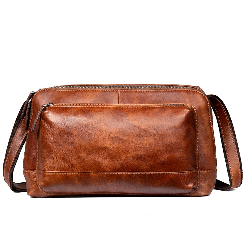 ゆっくり時間復古の純手拭の色の真皮斜めショルダーバッグ頭層植なめし革革の男性のバッグカジュアルな肩のバッグ潮のバッグ ゆっくり時間復古の純手拭の色の真皮斜めショルダーバッグ頭層植なめし革革の男性のバッグカジュアルな肩のバッグ潮のバッグ