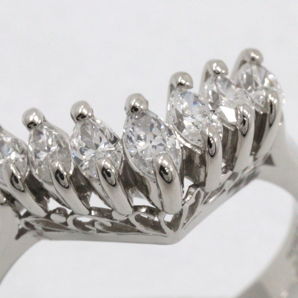 V字 7Pダイヤ リング・指輪 Pt900プラチナ ダイヤモンド 12号 0.56 約5.6g レディース 中古品 Aランク