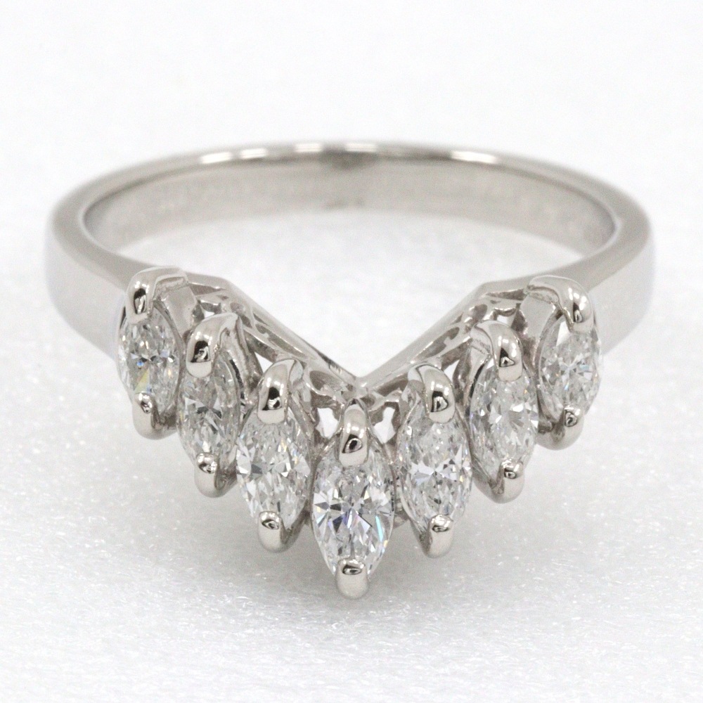 V字 7Pダイヤ リング・指輪 Pt900プラチナ ダイヤモンド 12号 0.56 約5.6g レディース 中古品 Aランク