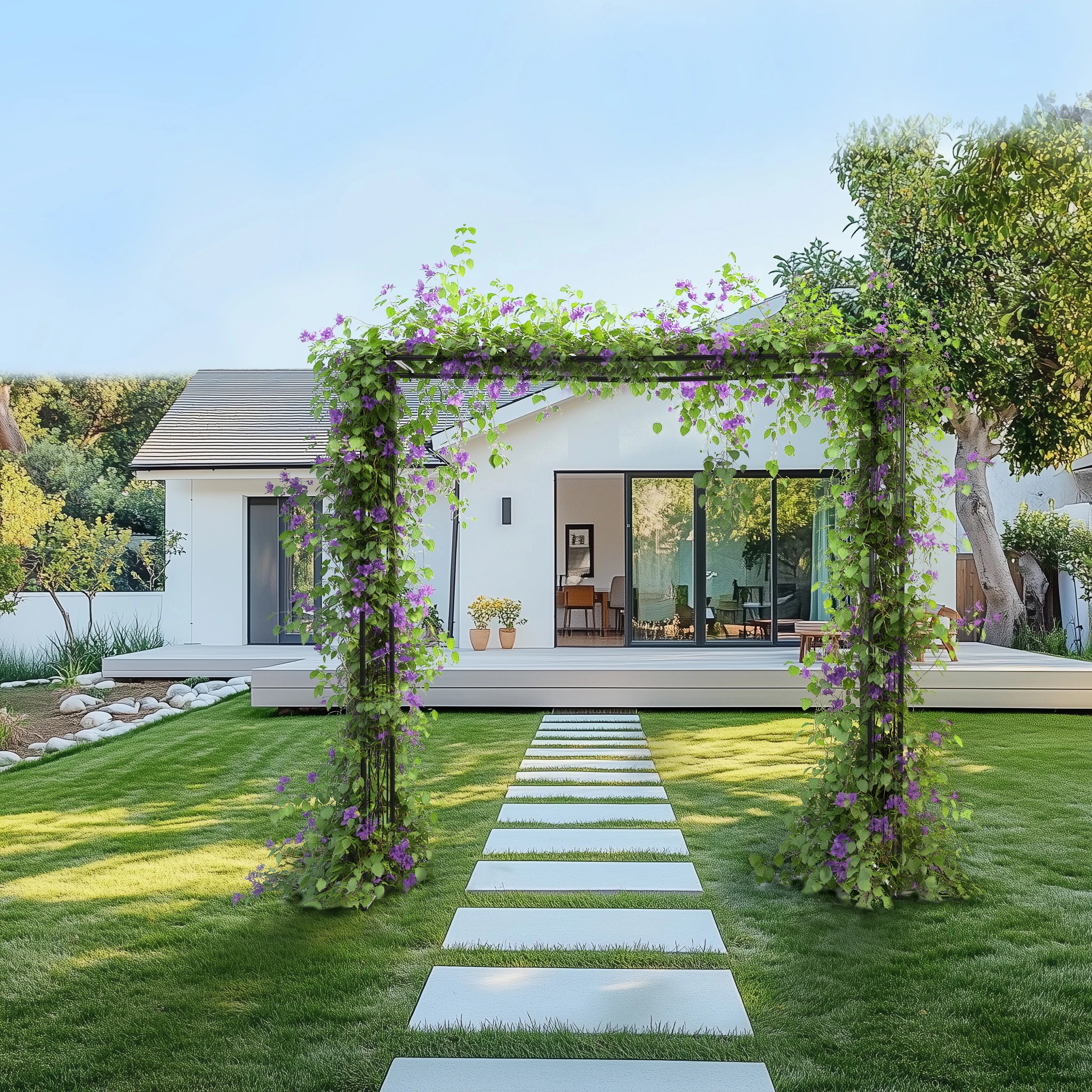 1897【元SKU：N508P249394A】ガーデンアーチ ローズアーチ 園芸 ガーデニング用品 ガーデン ファニチャー スチール 鉄製 薔薇アーチ 外 園芸用品 アーチ ガーデニング 花立て 庭園