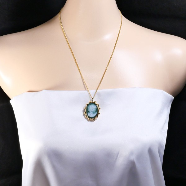 K18 18金 YG ネックレス ブローチ ストーンカメオ カード鑑別書 ジュエリー 中古 K18 18金 YG ネックレス ブローチ ストーンカメオ カード鑑別書 ジュエリー 中古