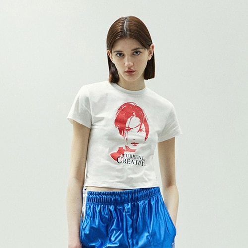 NewJeans / LE SSERAFIM着用 CURRENT 90S PRINTED CROP TEE ホワイト mdprevattcaulkingandwaterproofing.com