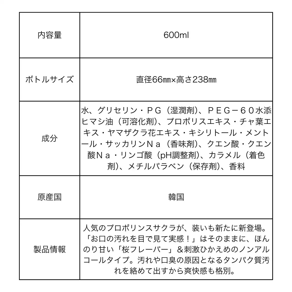 マウスウォッシュ 600ml サクラ 10本セット 口臭予防 キシリトール 配合 洗口液 デンタルウォッシュ まとめ買い