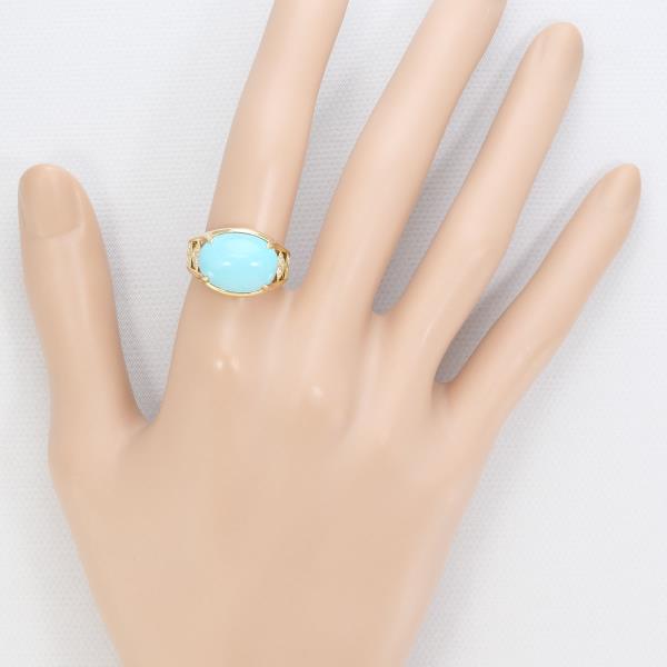 K18 18金 YG リング 12号 ターコイズ 6.22 ダイヤ 0.06 カード鑑別書 中古