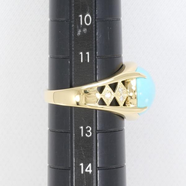K18 18金 YG リング 12号 ターコイズ 6.22 ダイヤ 0.06 カード鑑別書 中古