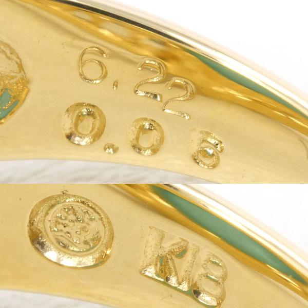 K18 18金 YG リング 12号 ターコイズ 6.22 ダイヤ 0.06 カード鑑別書 中古